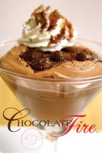 Mousse with fresh cream, sprinkled with Dutch cocoa
